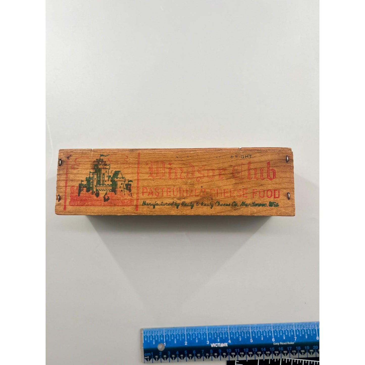 Antique Windsor Club Cheese Box Wisconsin Dairy Advertising Primitive Wooden Crate Rustic Farmhouse Decor