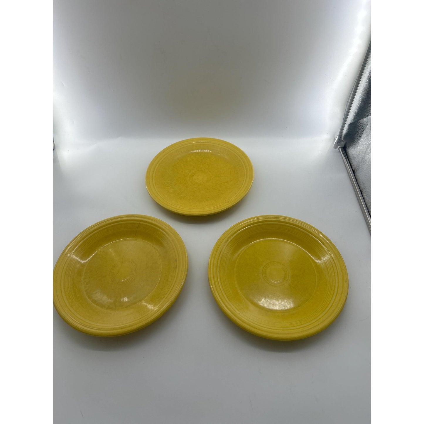 Fiesta Sunflower Yellow Dinner Plates Set • Homer Laughlin Fiesta Ware • Lead Free USA • Yellow Ring Rim Plates • 10.5” Vintage Style