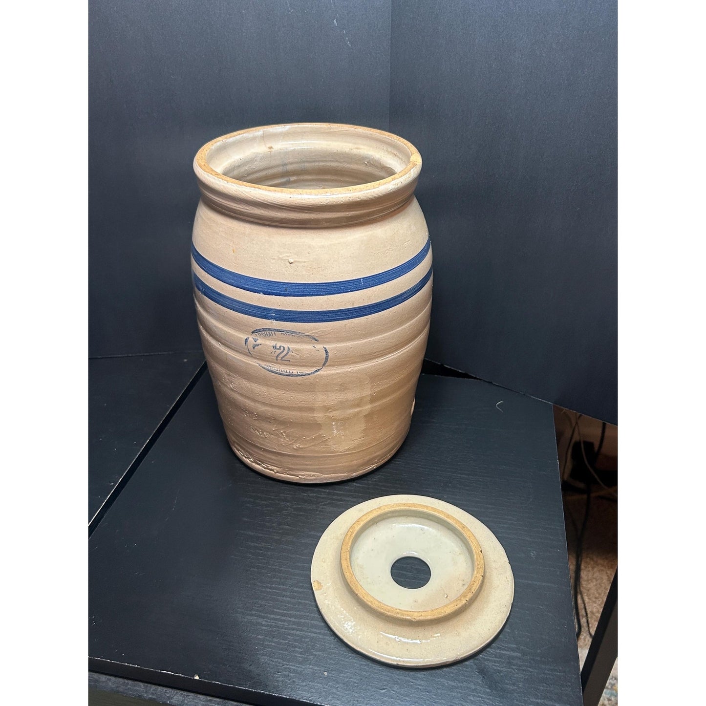 Antique Marshall Pottery 2 Gallon Butter Churn w/ Original Lid | Texas Stoneware Crock | Rustic Farmhouse Primitive Decor | 1930s–1950s