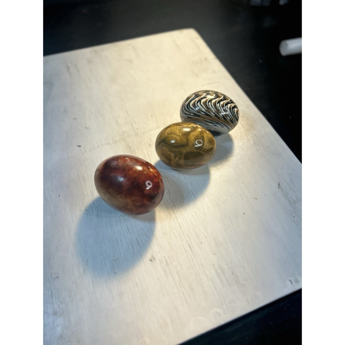 Set of 3 Polished Gemstone Eggs | Red Jasper, Yellow Jasper & Banded Agate | Healing Crystals, Mineral Decor, Collector Gift. STUNNING decor