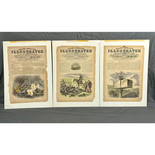 Antique Civil War 1862 Frank Leslie’s Newspaper Antietam Ironclad Original Covers Set of 3 Authentic Naval Battle Engraving Illustrated News