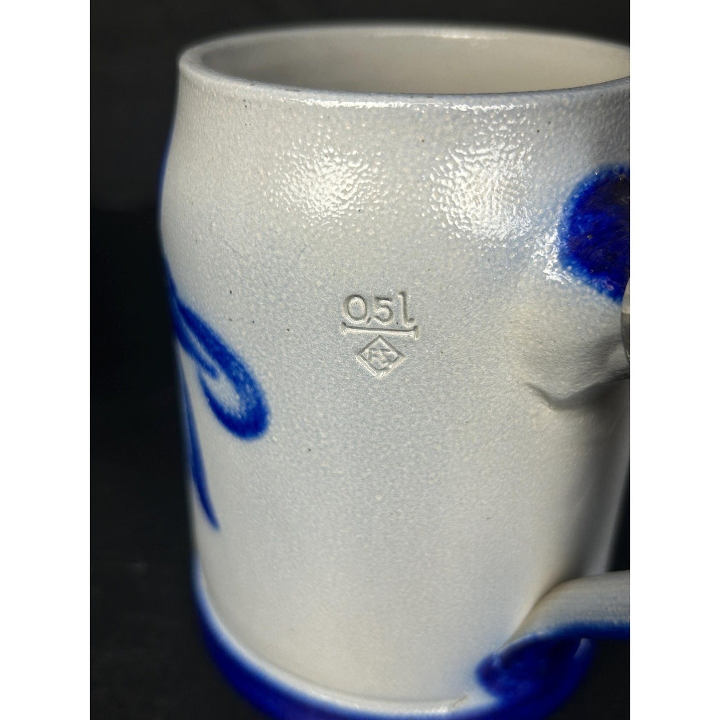 Vintage Westerwald German Stein Pair .5L • Salt Glazed Cobalt Stoneware • LFZ Handarbeit • Pewter Lids • Engraved “Hans” • Collector Grade