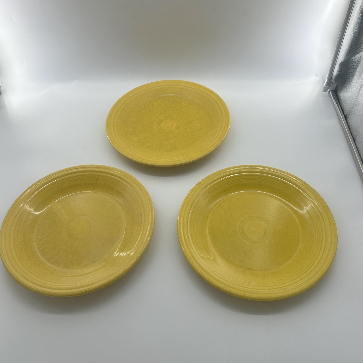 Fiesta Sunflower Yellow Dinner Plates Set • Homer Laughlin Fiesta Ware • Lead Free USA • Yellow Ring Rim Plates • 10.5” Vintage Style