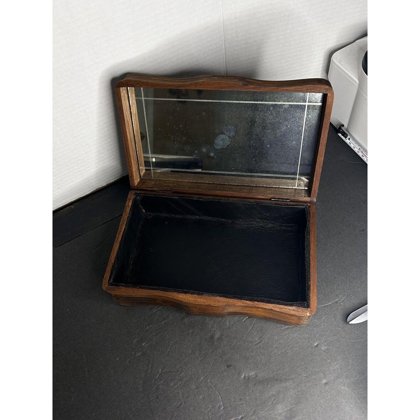 Antique Hand Carved Bald Eagle Wooden Trinket Box With Mirror | America | Trinket_box | Maga | Trump | Patriotic | Home_decor