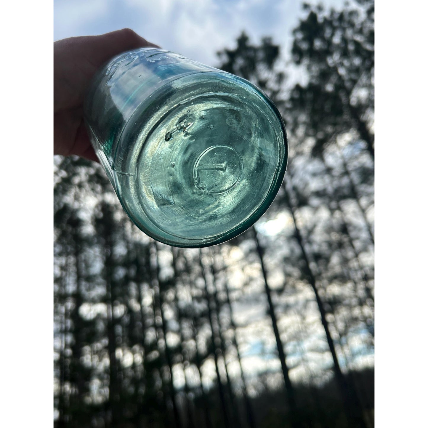 Vintage Ball Triple L Mason Jar Aqua Blue Quart Seed Bubbles Zinc Lid