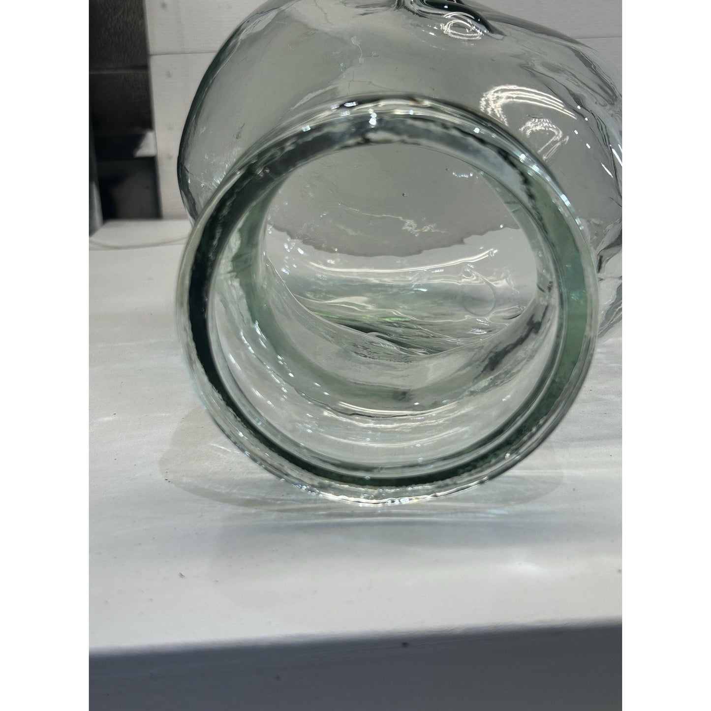 Vintage Glass Mannequin Head Clear with Green Tint & Bubbles Store Display 11.5”