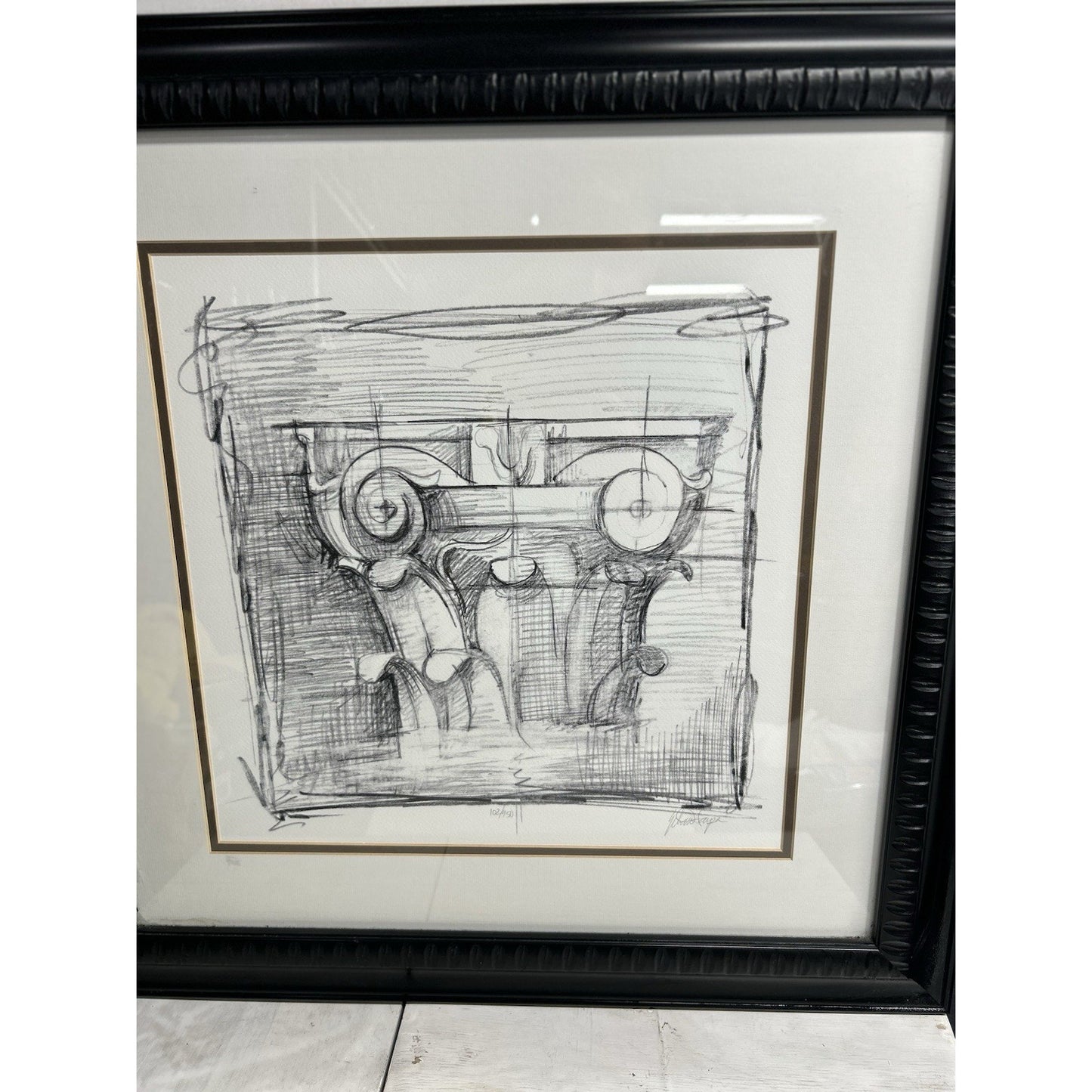 Ethan Harper Drawing the Elements II Signed Print Framed Architectural Art Rare!