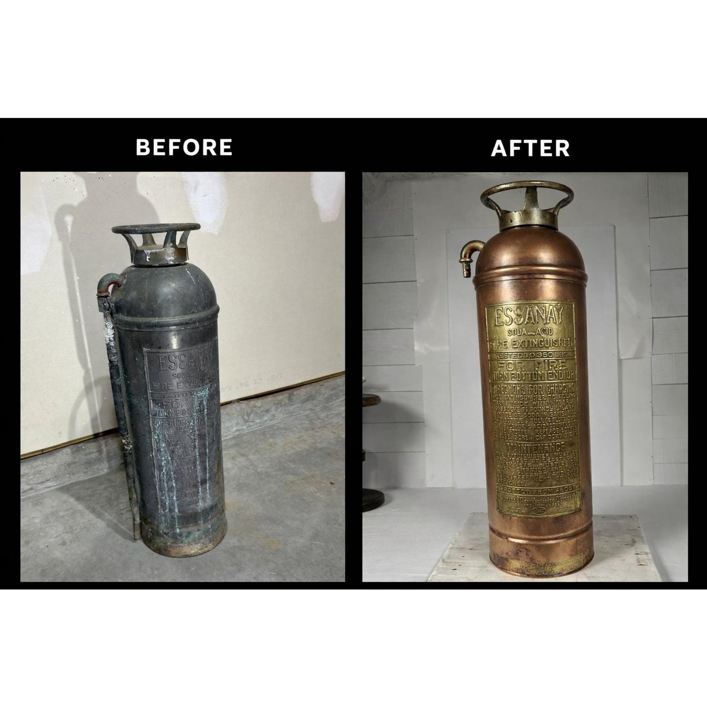 Antique ESSANAY Soda-Acid Fire Extinguisher c.1910s – Solid Copper & Brass – Complete Original Components – Collector Grade. Industrial