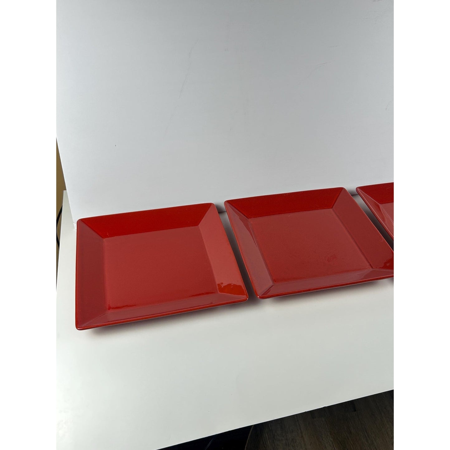 Waechtersbach Red Square Plates Set of 3 – Candy Apple Red Dinner Plates – Modern German Stoneware • Holiday Table Decor • 10”