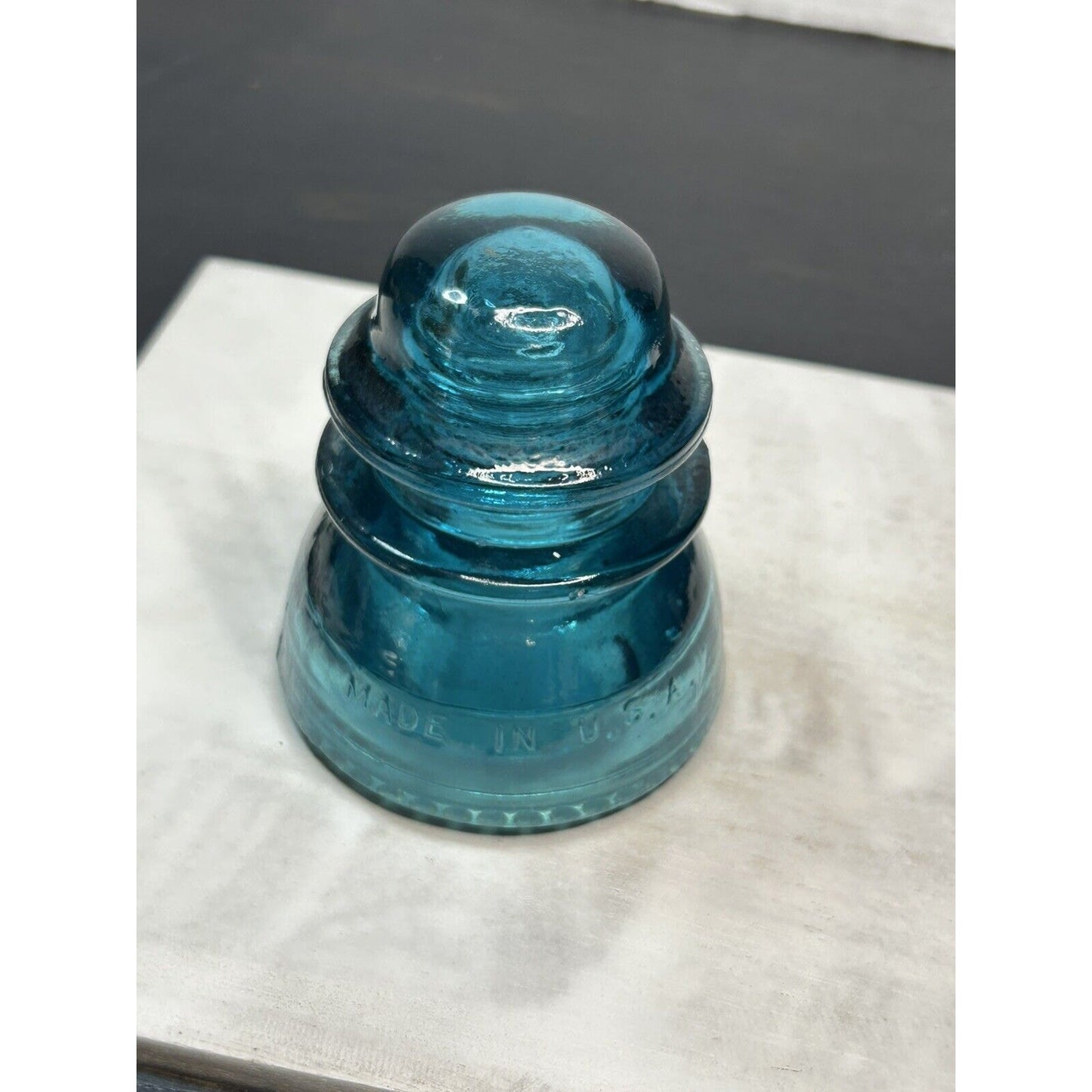 Vintage Hemingray 42 teal aqua blue green insulator back