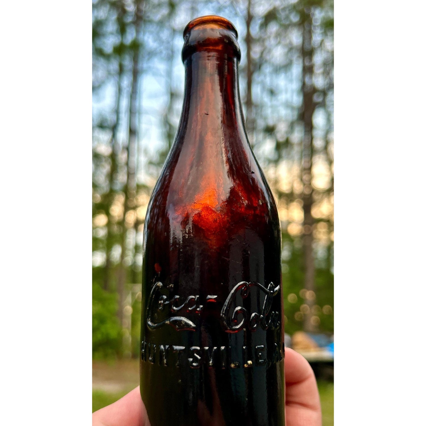 Antique 1910 Huntsville Alabama Coca-Cola Bottle, Cherry Amber Straight-Sided Coke, Double ROOT Error, Root 1069, Near Mint