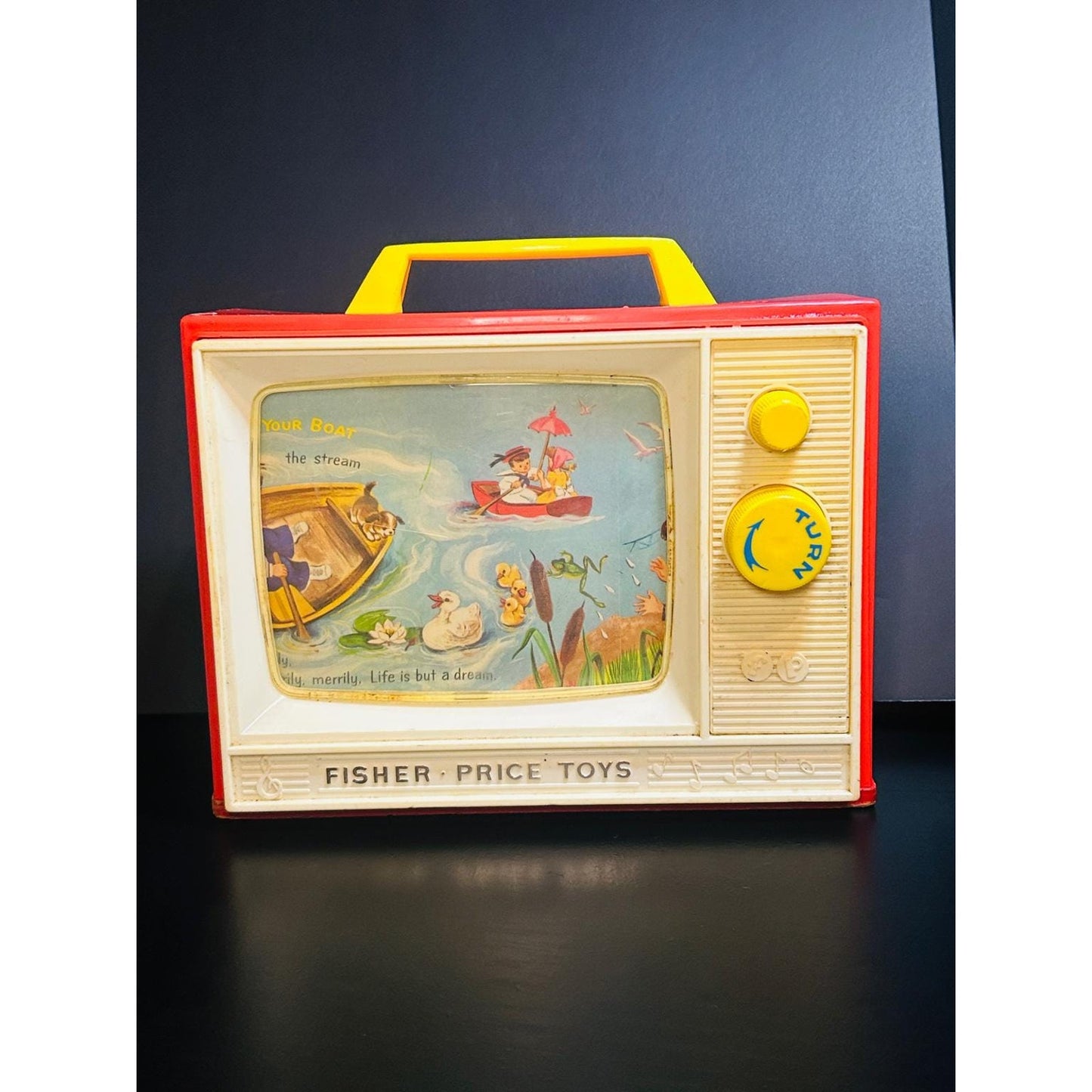Vintage Fisher-Price Two Tune Music Box TV #114 – London Bridge & Row Row Row Your Boat – Working