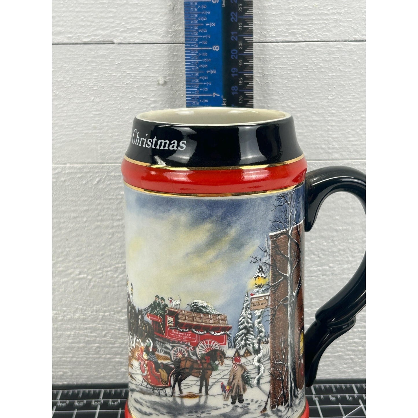 Vintage Budweiser Clydesdales Beer Stein 1992 A Perfect Christmas Holiday Mug Anheuser Busch Ceramarte Breweriana . Great Christmas gift