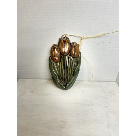 Gorgeous Vintage Made In Pella Iowa Studio Pottery Art Tulip Wall Decor Handmade