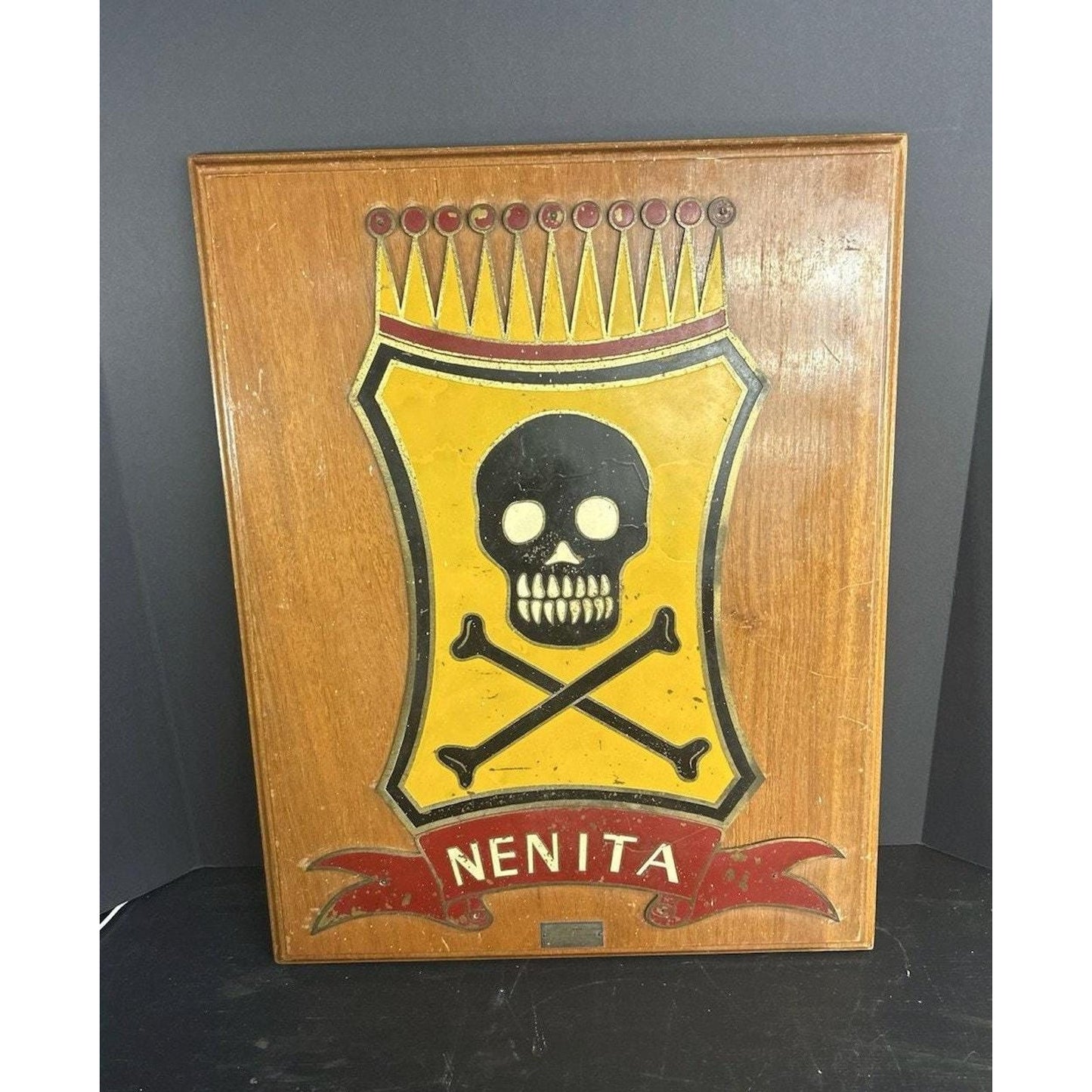 Philippine Nenita Unit Skull & Crossbones Plaque El Oro Military Jeweler Manila Cold War Era Cast Metal. 7th Battalion Combat Team