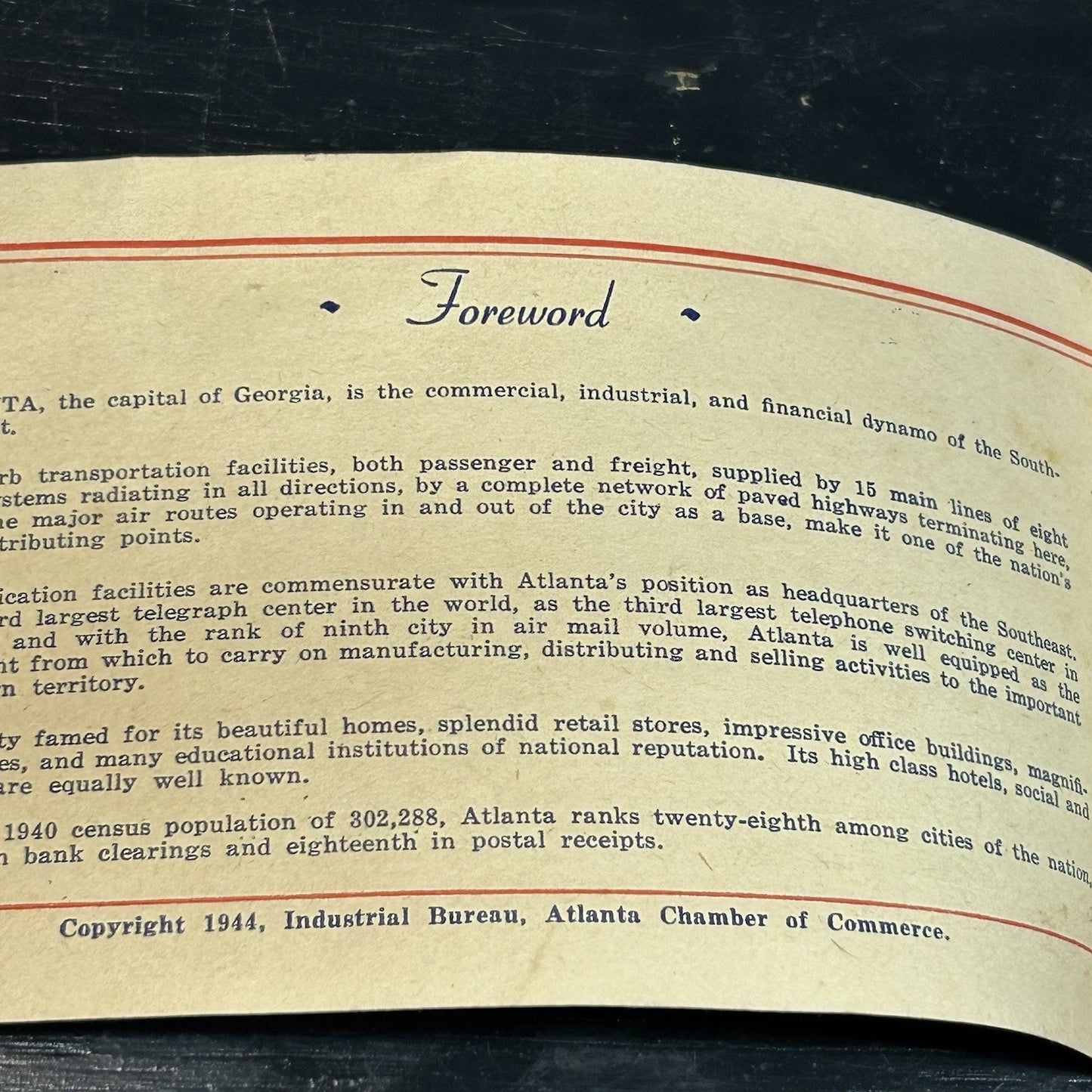 1944 Facts In Figures Atlanta Georgia WWII City Industrial Guide Utilities Book