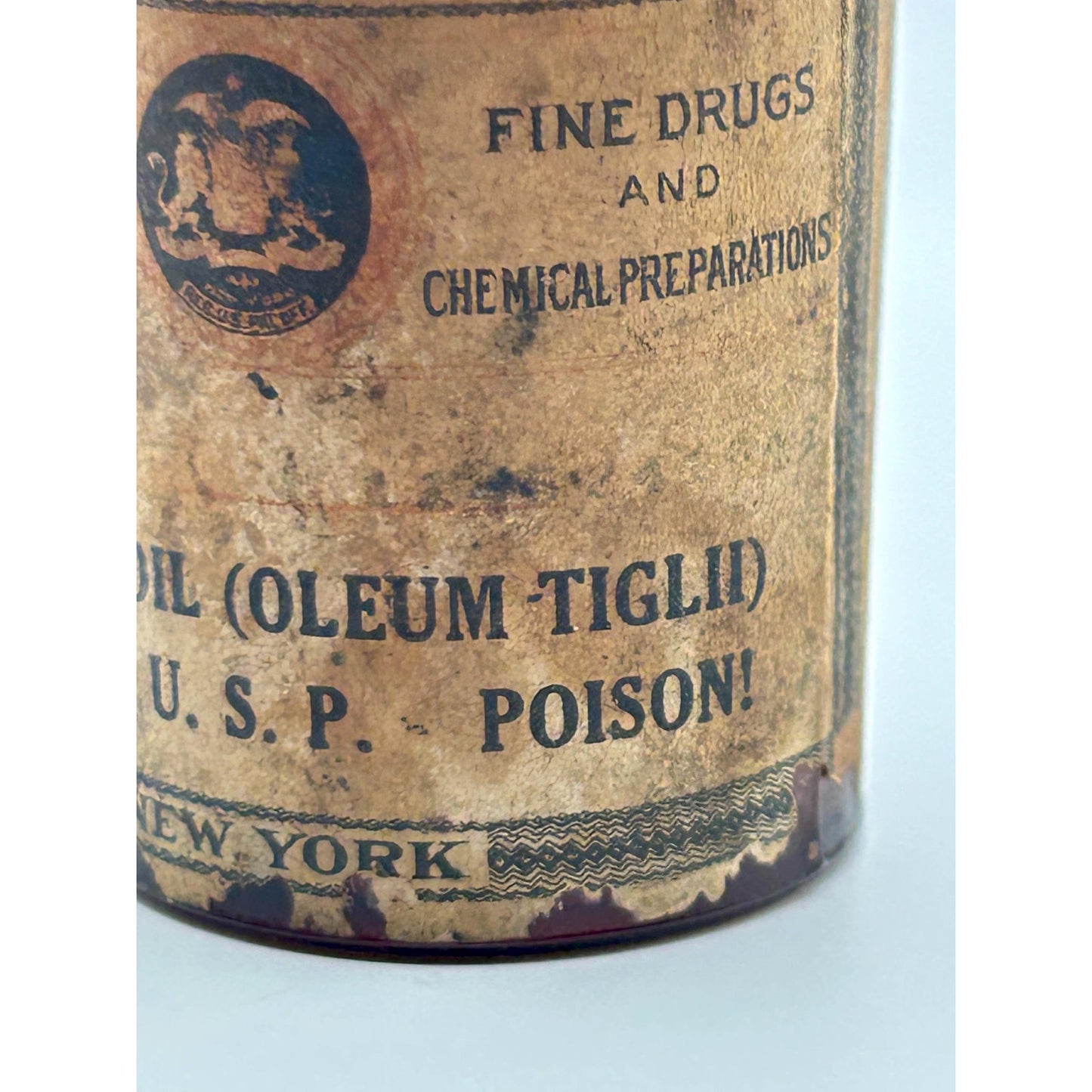Antique Amber Apothecary Poison Bottle Eli Lilly Pharmacy Medicine Bottle Calcium Sulphide Vintage Drugstore Glass. Rare original contents