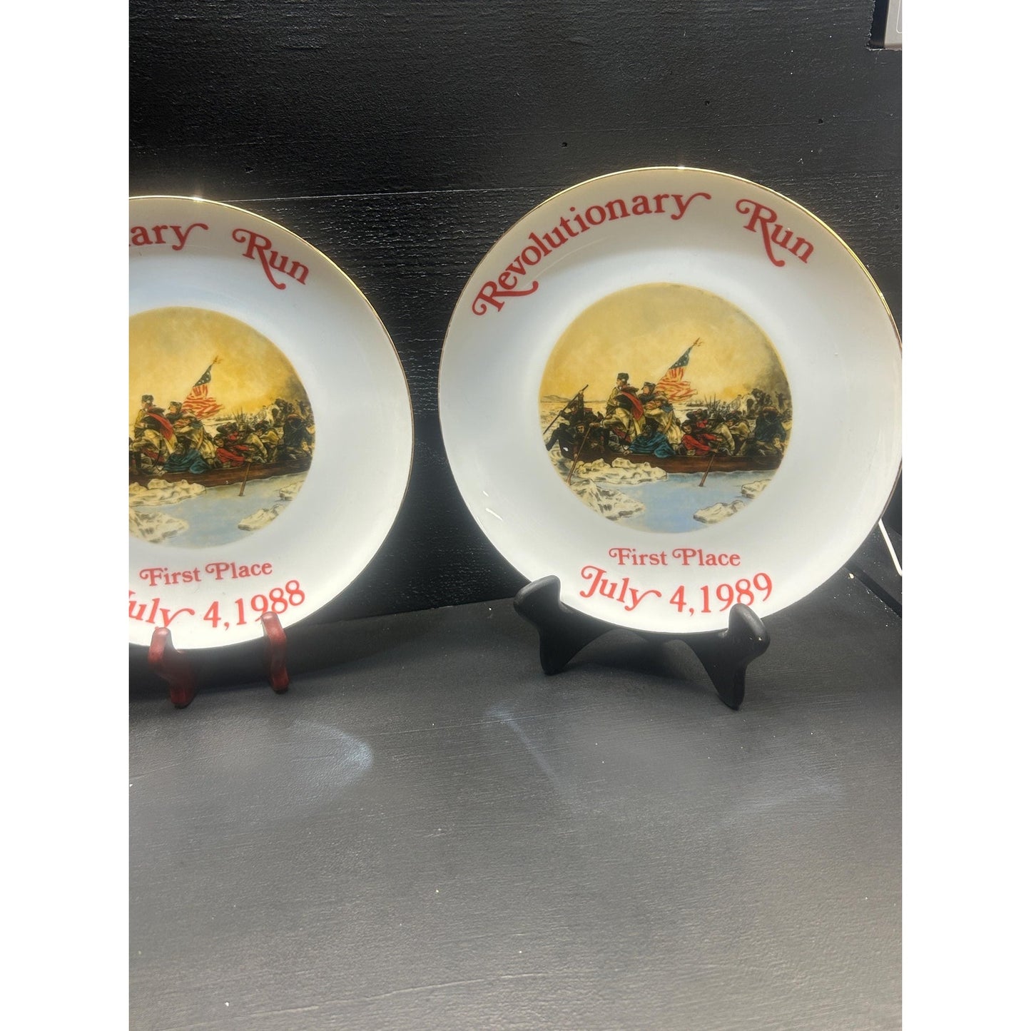 Revolutionary Run Plates Set 1986 1988 1989 – Washington Crossing the Delaware – July 4th Commemorative Patriotic Collectibles. America