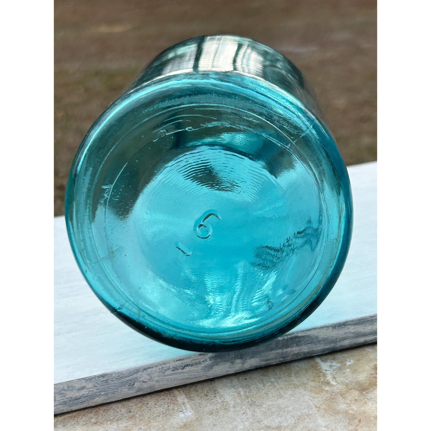 Ball Ideal Aqua Glass Mason Jar w/ Wire Bail Rustic Farmhouse Decor