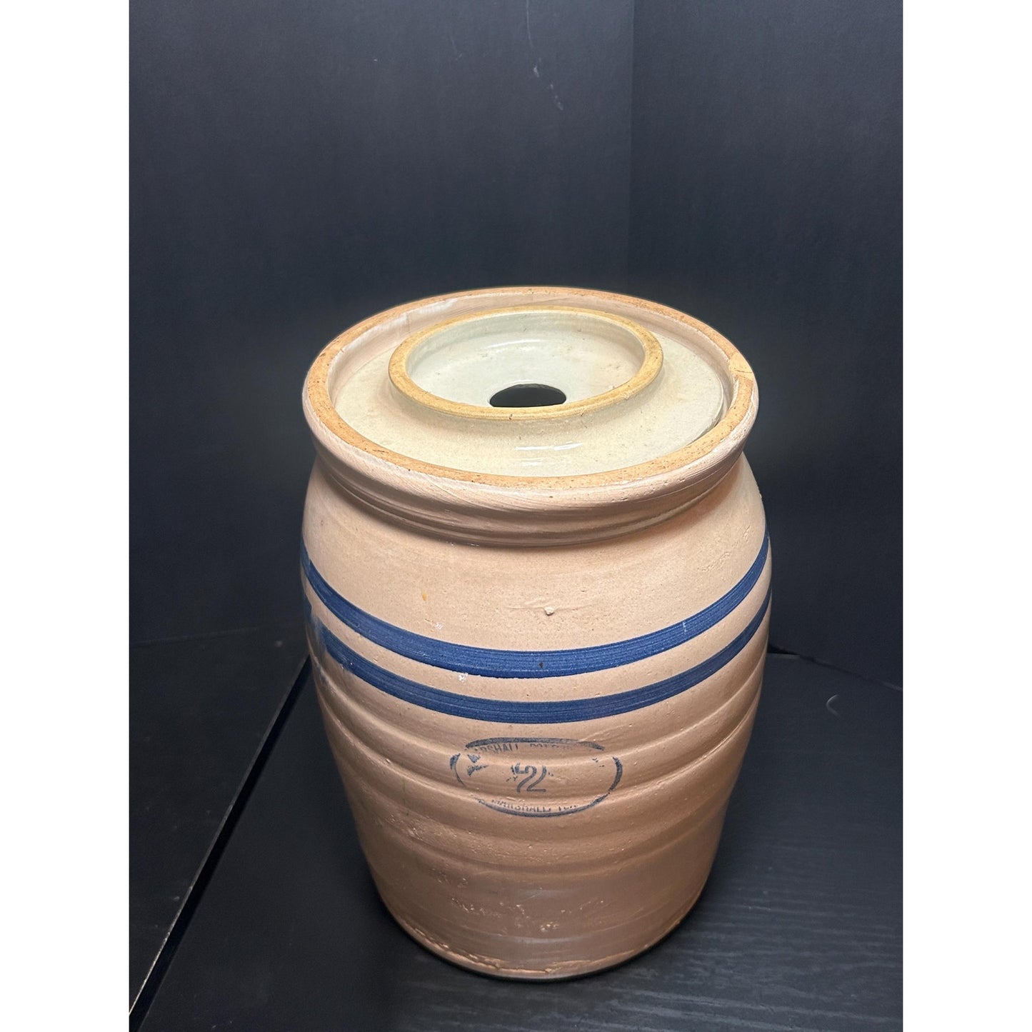 Antique Marshall Pottery 2 Gallon Butter Churn w/ Original Lid | Texas Stoneware Crock | Rustic Farmhouse Primitive Decor | 1930s–1950s