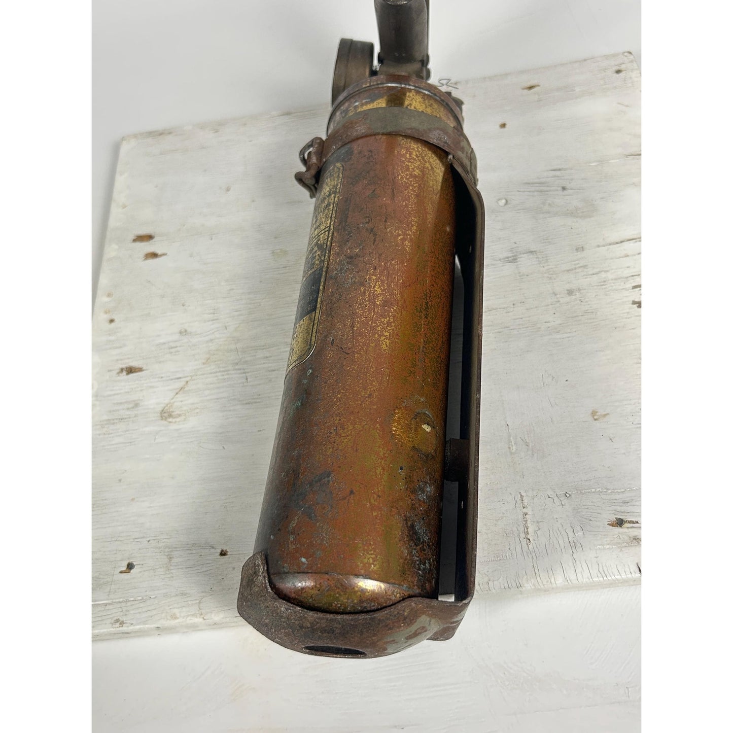 Rare STOP-FIRE Military Aircraft Fire Extinguisher WWII Era Preserved Original Brass Aviation Artifact