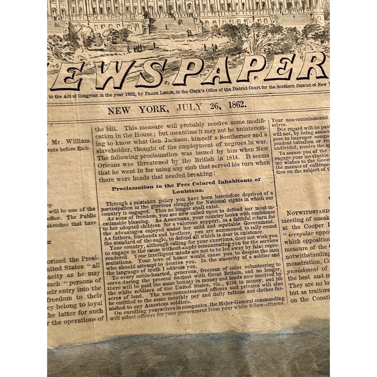 Antique Civil War 1862 Frank Leslie’s Newspaper Train Explosion Virginia Original Engraving Railroad Battle. Authentic Antique Print