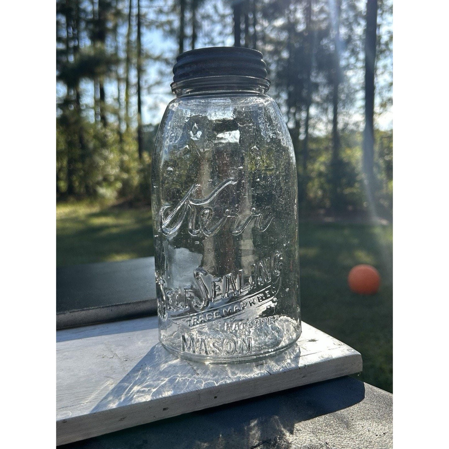 Antique Mason Jar Kerr Self Sealing 1915 Sand Springs Oklahoma Seed Bubble Glass Rare Fruit Jar Collector