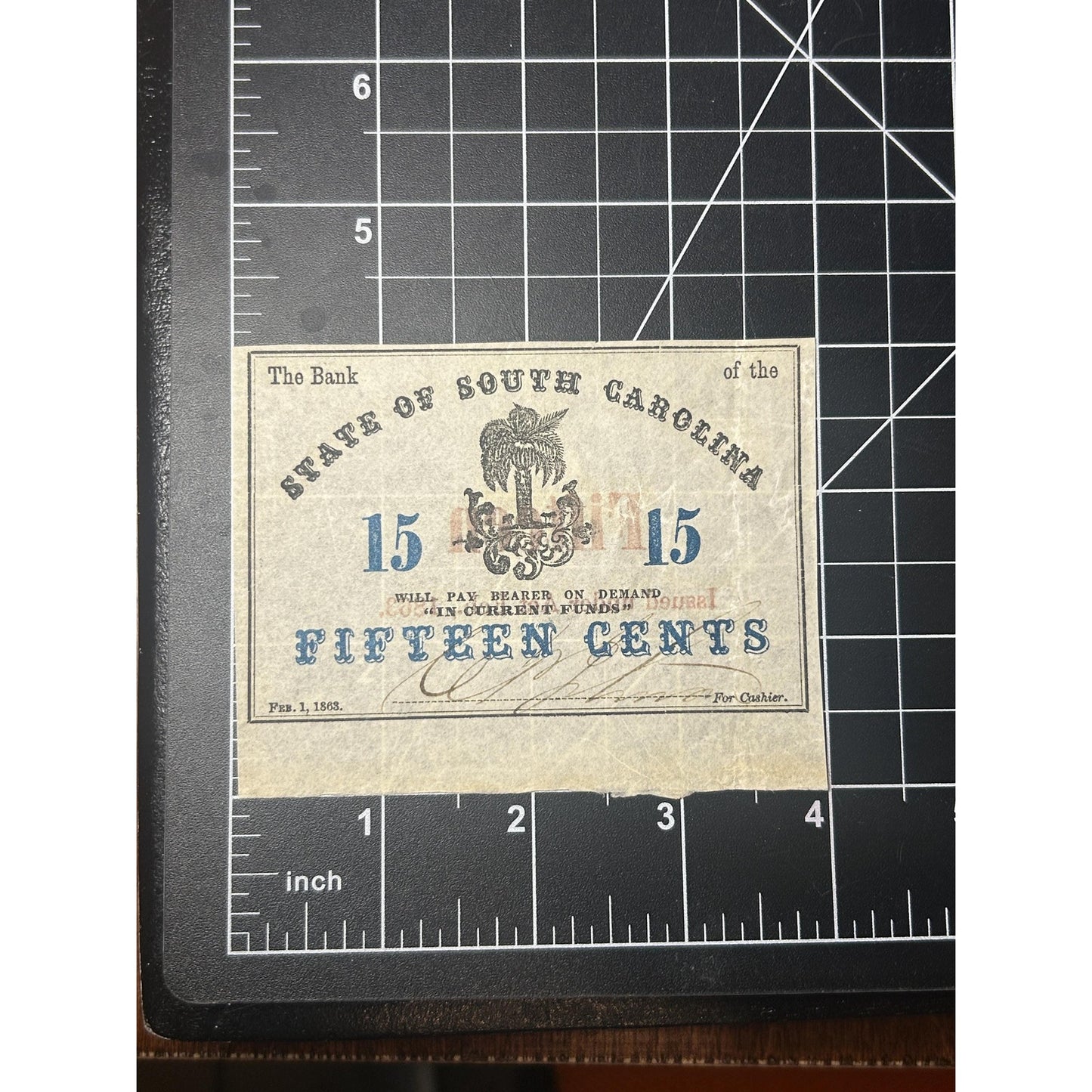 1863 South Carolina 15 Cent Civil War Fractional Currency Note – Confederate Era Bank of the State Antique Paper Money Rare condition!