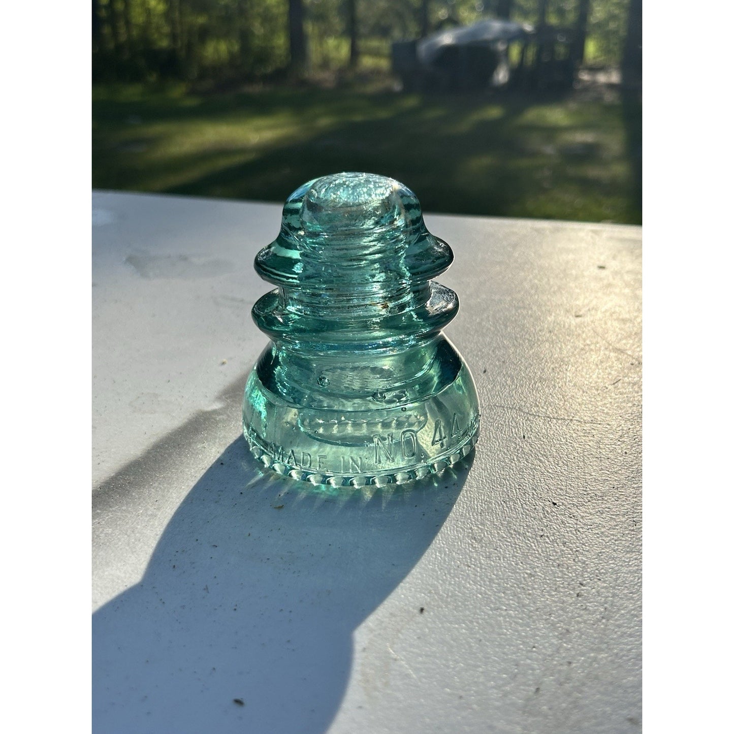 Rare Lynchburg No 44 insulator ice blue glass natural light display