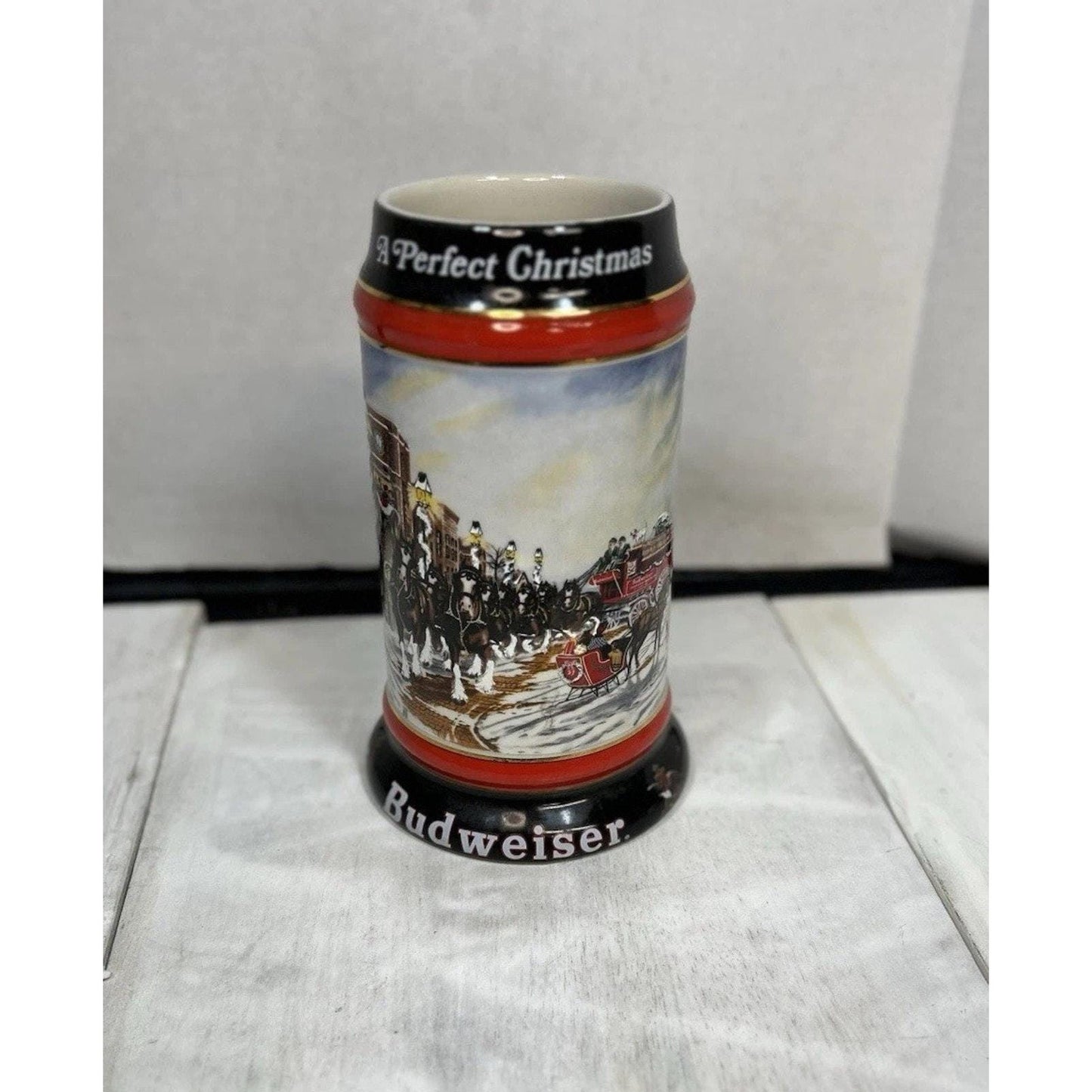 Vintage Budweiser Clydesdales Beer Stein 1992 A Perfect Christmas Holiday Mug Anheuser Busch Ceramarte Breweriana . Great Christmas gift