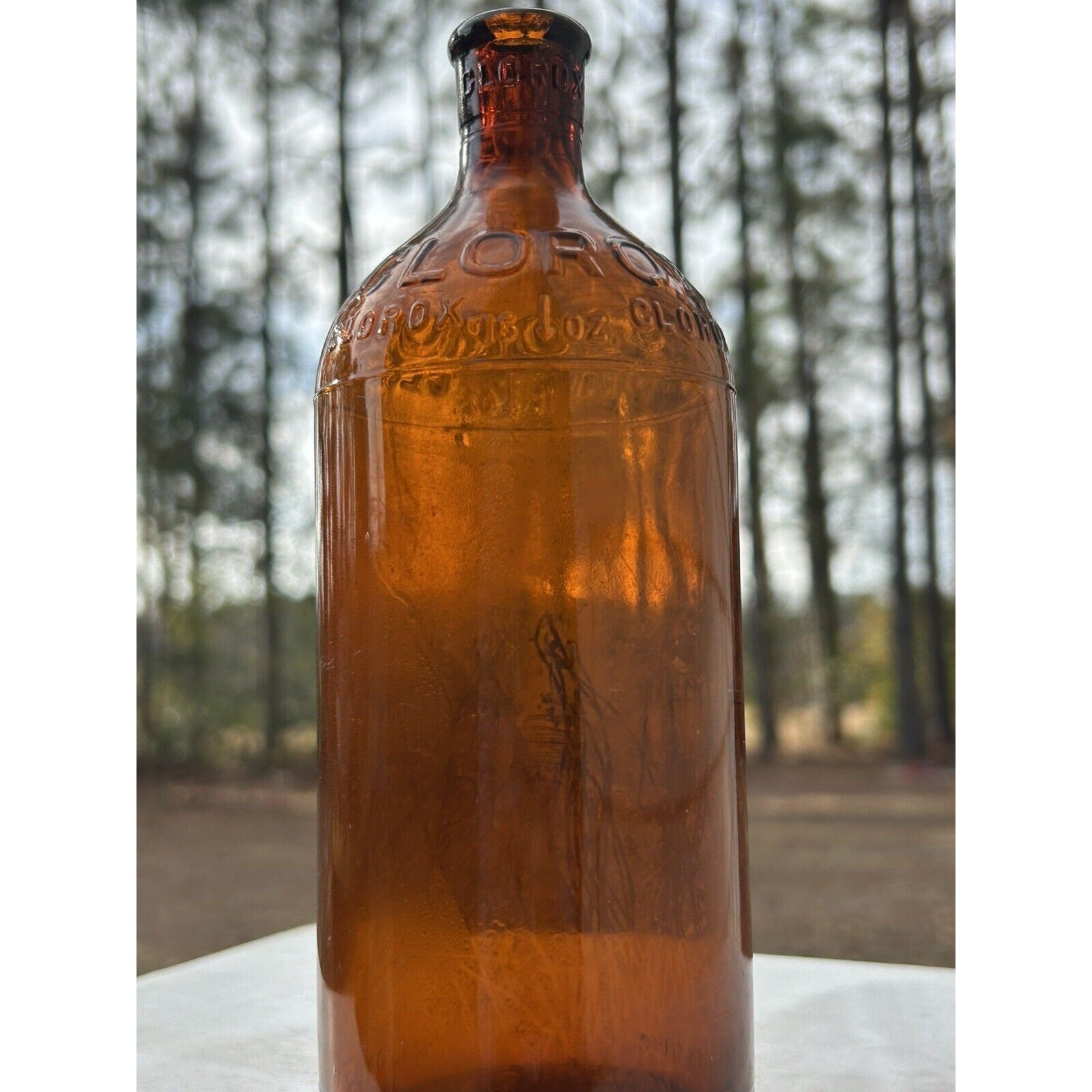 Vintage 1929 Clorox bottle amber glass MCM display