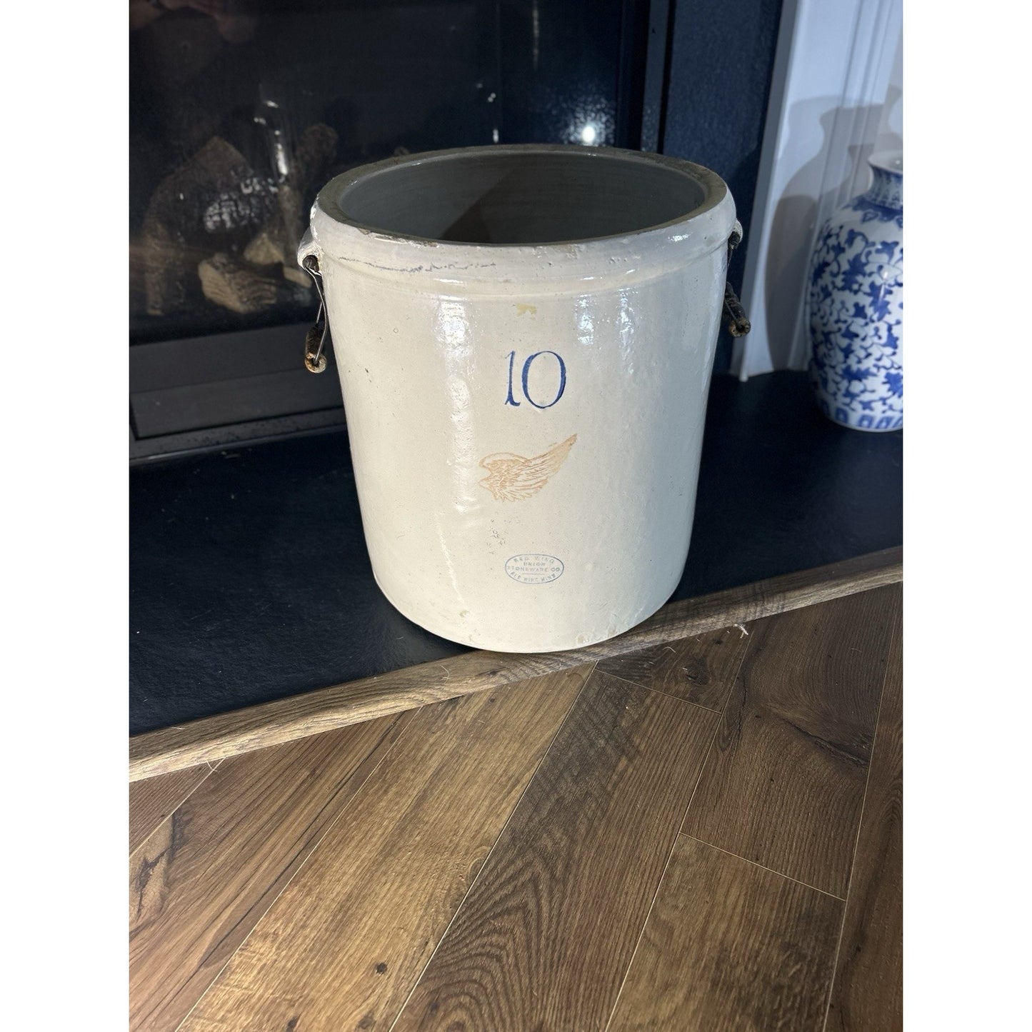 Antique Red Wing 10-Gallon Stoneware Crock — Early 1900s — Farmhouse Statement Piece