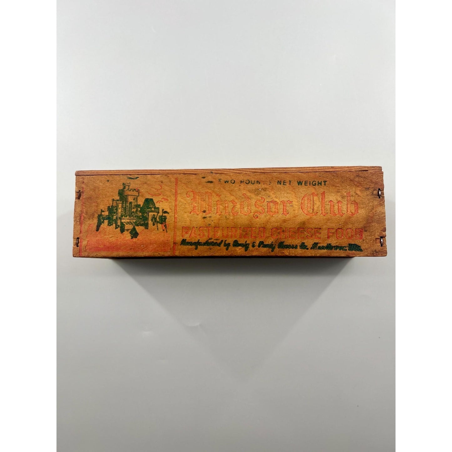 Antique Windsor Club Cheese Box Wisconsin Dairy Advertising Primitive Wooden Crate Rustic Farmhouse Decor