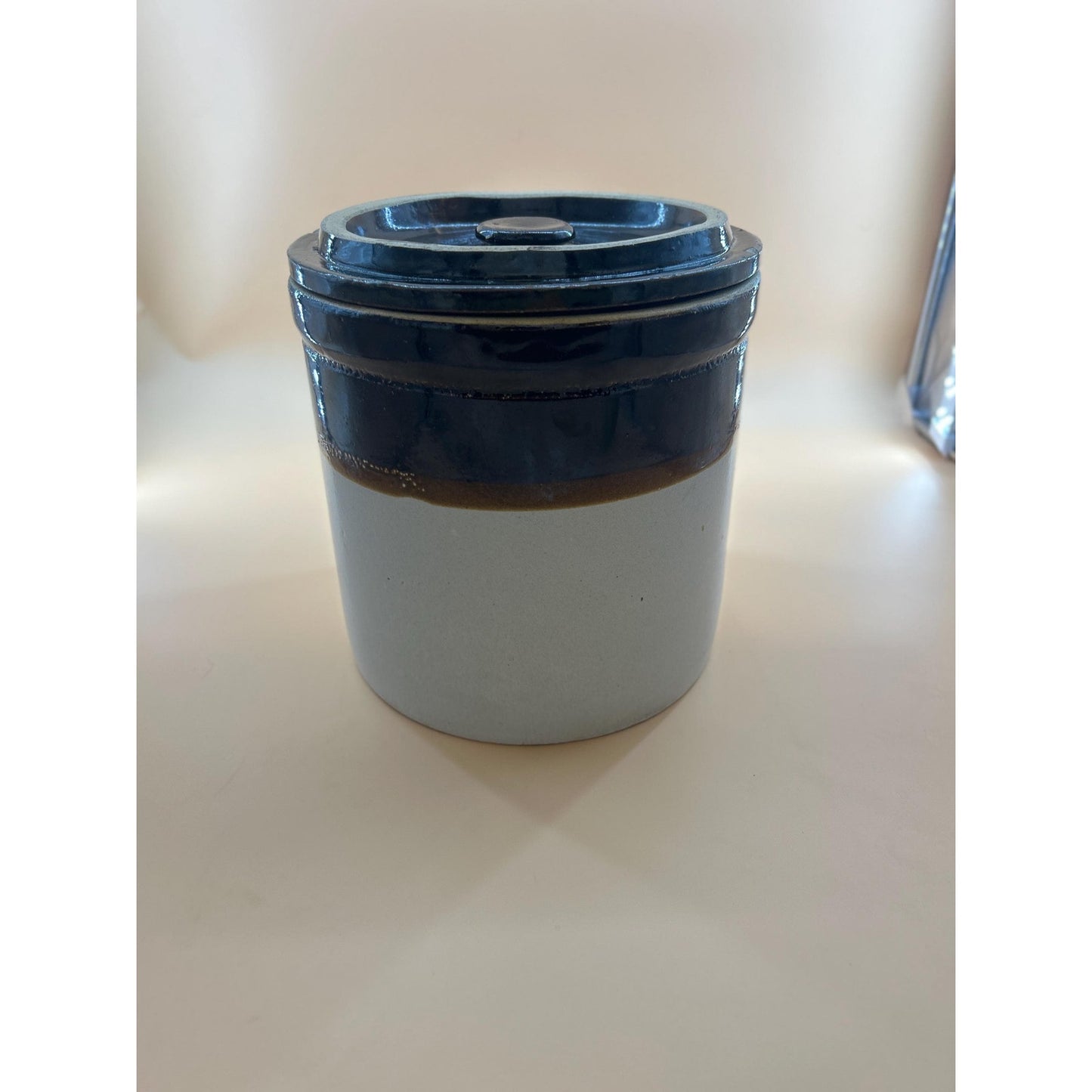 Antique 2 Gallon Stoneware Crock w/ Lid Salt Glaze Cobalt #2 Albany Slip