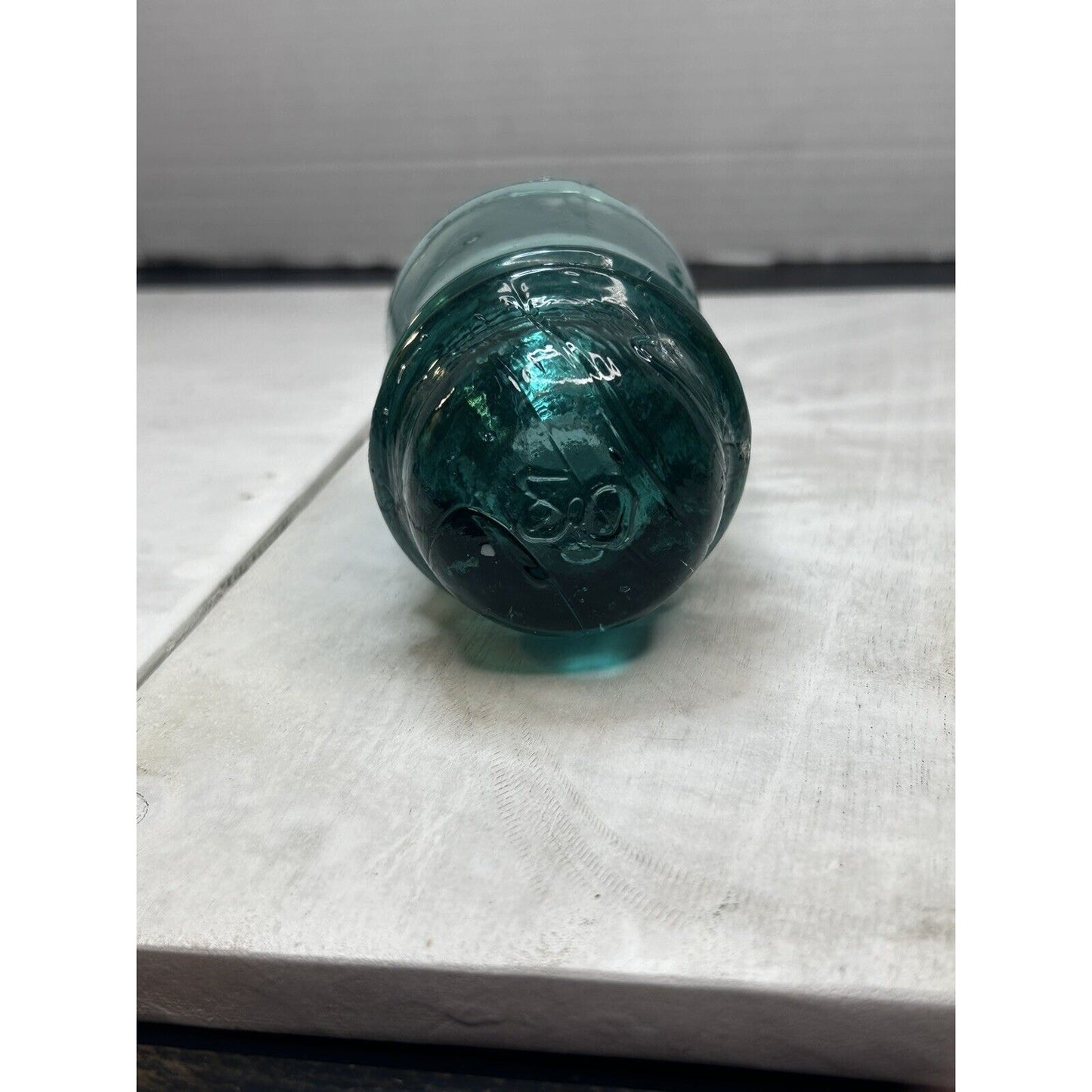 Antique Green Brookfield Glass Insulator — Embossed Dome Top — Uncommon Color