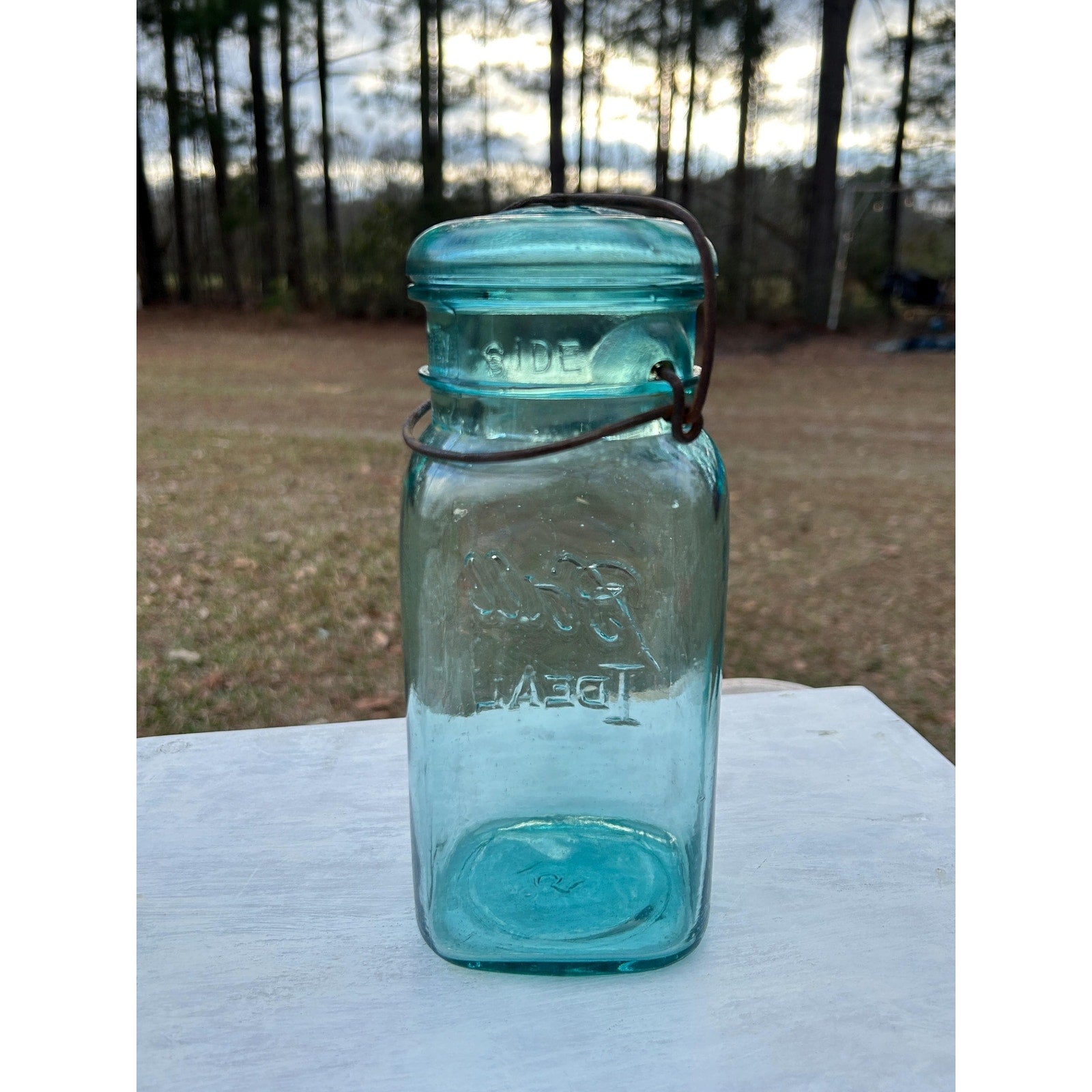 Ball Ideal square aqua mason jar all angles display