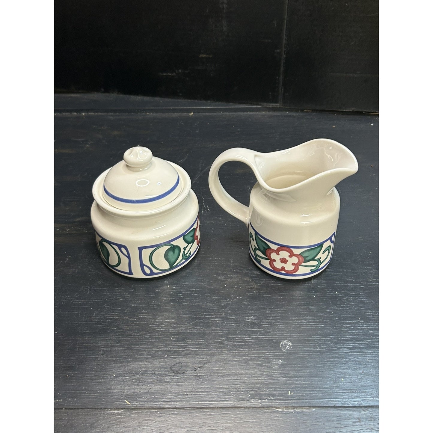 Pfaltzgraff Arbor Vine creamer covered sugar full profile