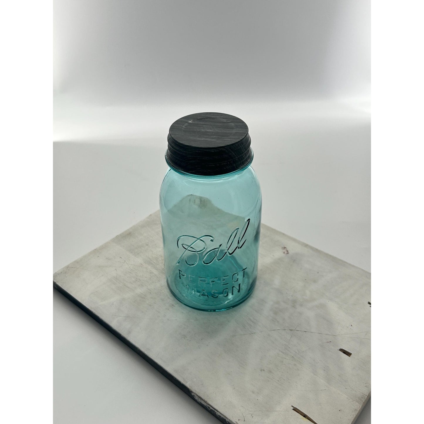Antique Ball Perfect Mason Jar #13 Mold Aqua Quart w Original Zinc Lid 1920s