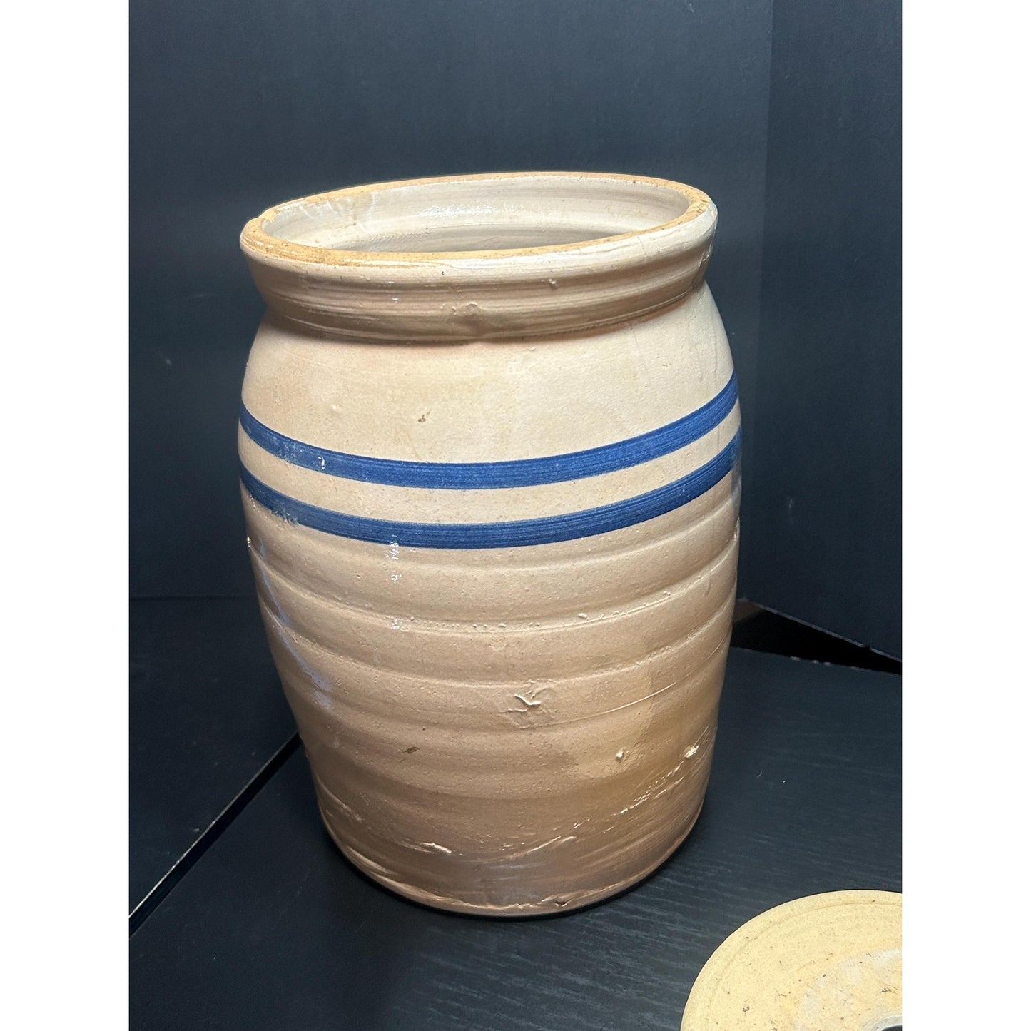 Antique Marshall Pottery 2 Gallon Butter Churn w/ Original Lid | Texas Stoneware Crock | Rustic Farmhouse Primitive Decor | 1930s–1950s
