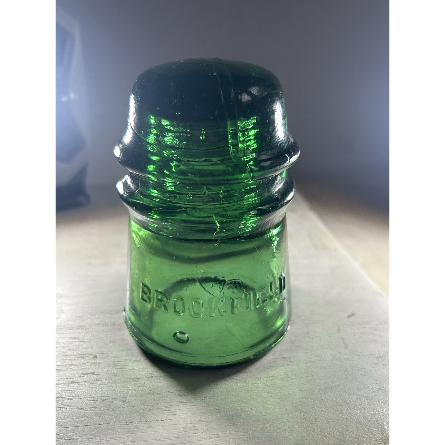 Vintage Deep Emerald Green Brookfield CD 145 Glass Insulator — Rare Color Variant