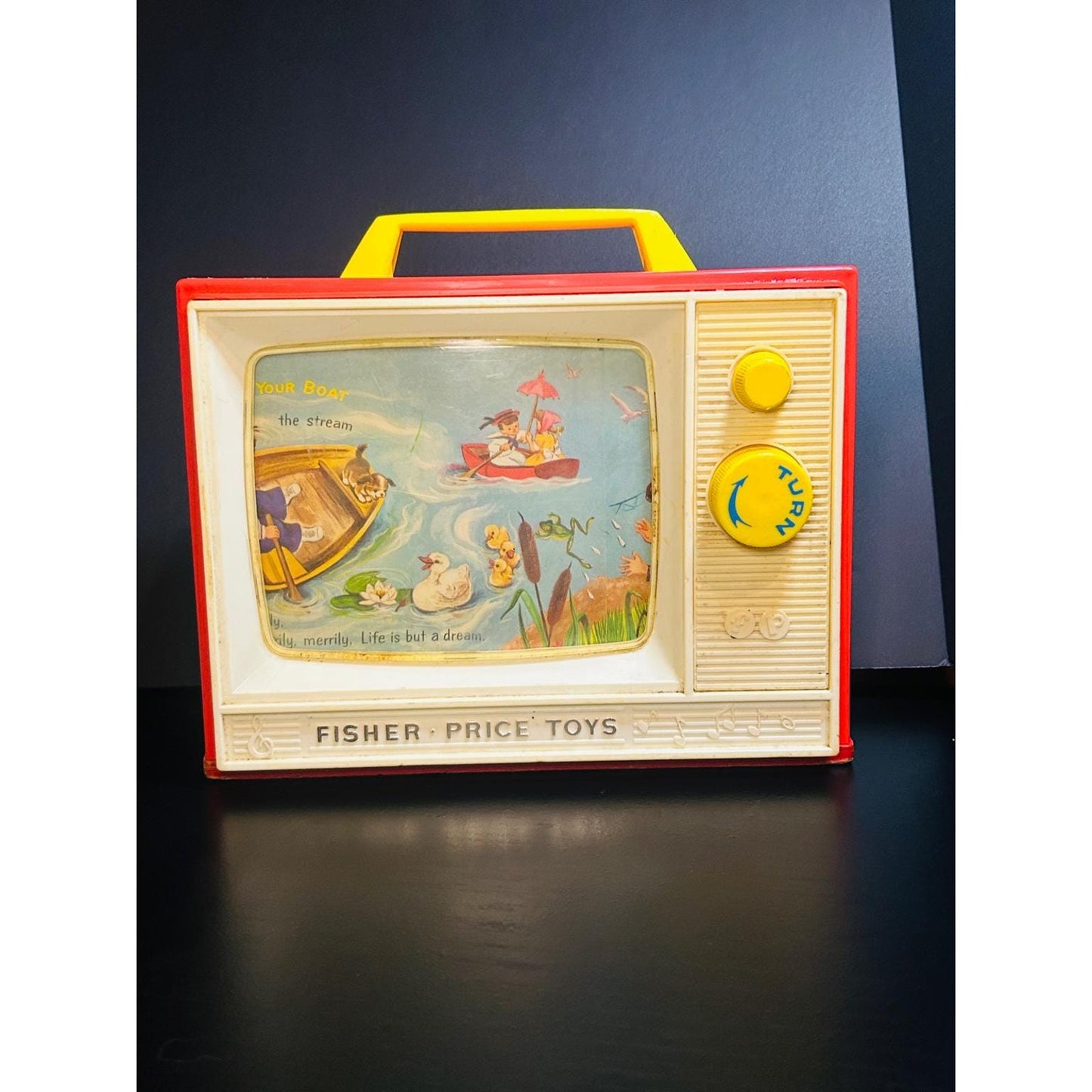 Vintage Fisher-Price Two Tune Music Box TV #114 – London Bridge & Row Row Row Your Boat – Working
