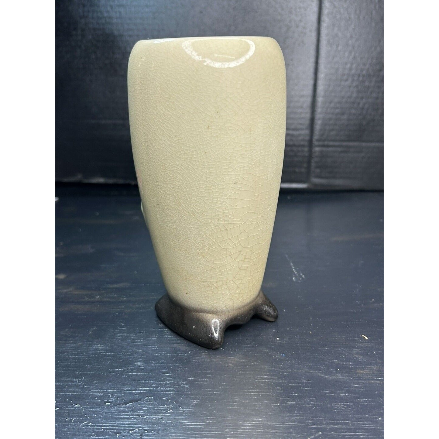 Leaf vine porcelain vase vintage 8 inch overall condition