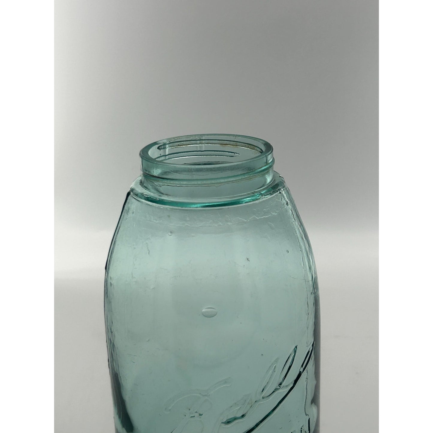 Antique Ball Triple L Half Gallon Aqua Mason Jar 1900–1910 Early Script Fruit Jar Ball Bros Glass Embossed Original Zinc Lid