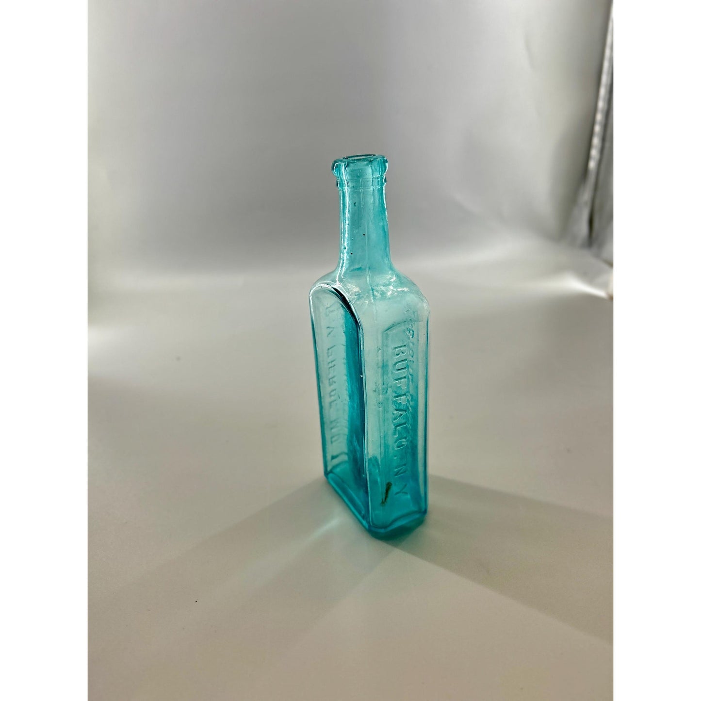 Antique Dr Pierce Golden Medical Discovery Aqua Blue Medicine Bottle Buffalo NY Patent Medicine c1880s