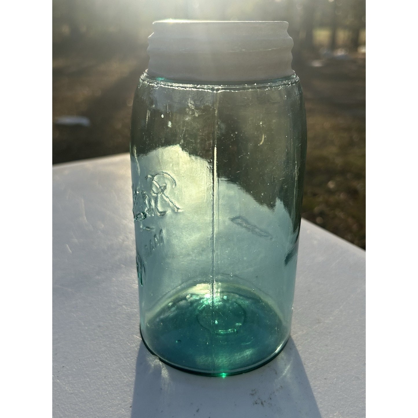 Antique Ball Triple L mason jar 1900-1910 blue condition