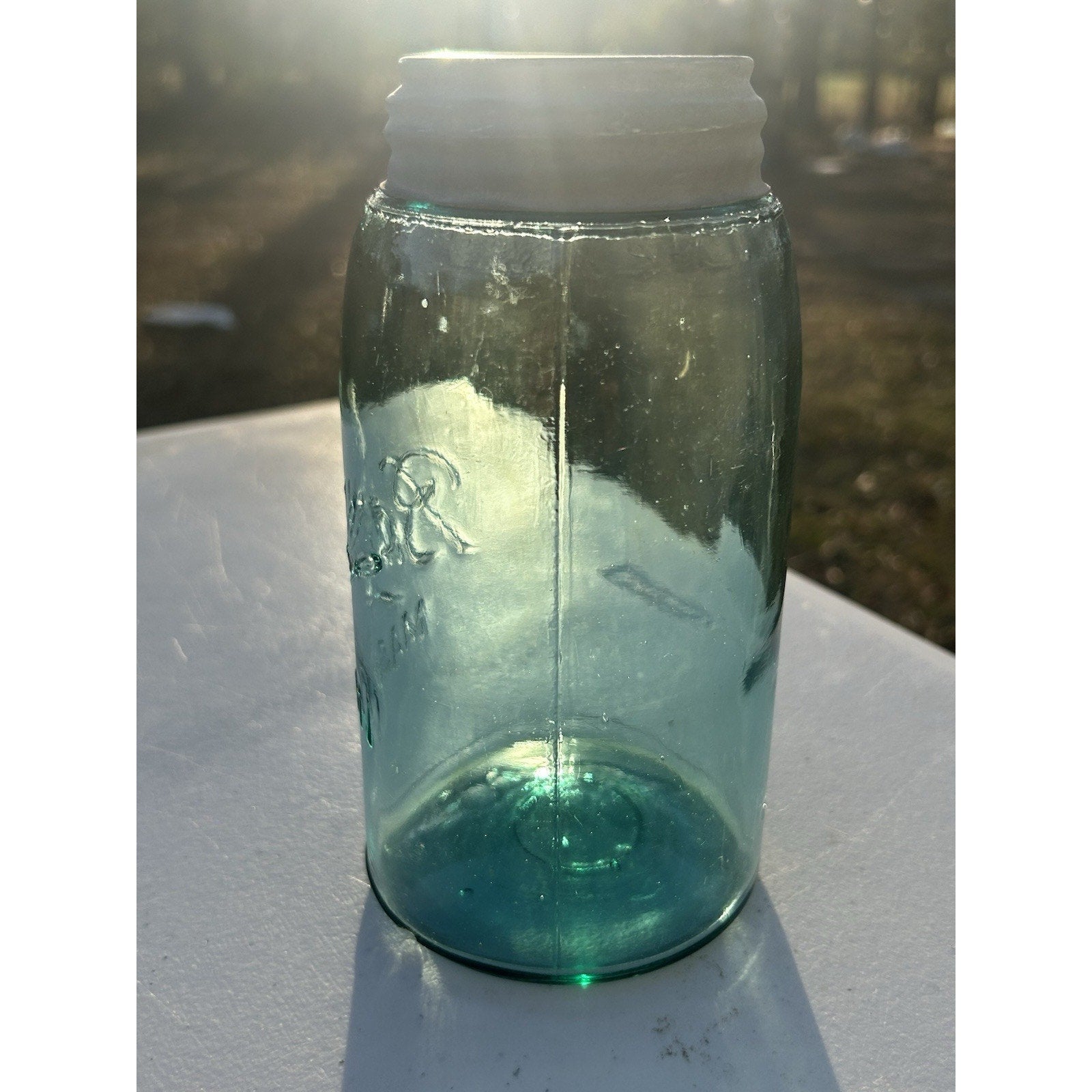 Antique Ball Triple L mason jar 1900-1910 blue condition