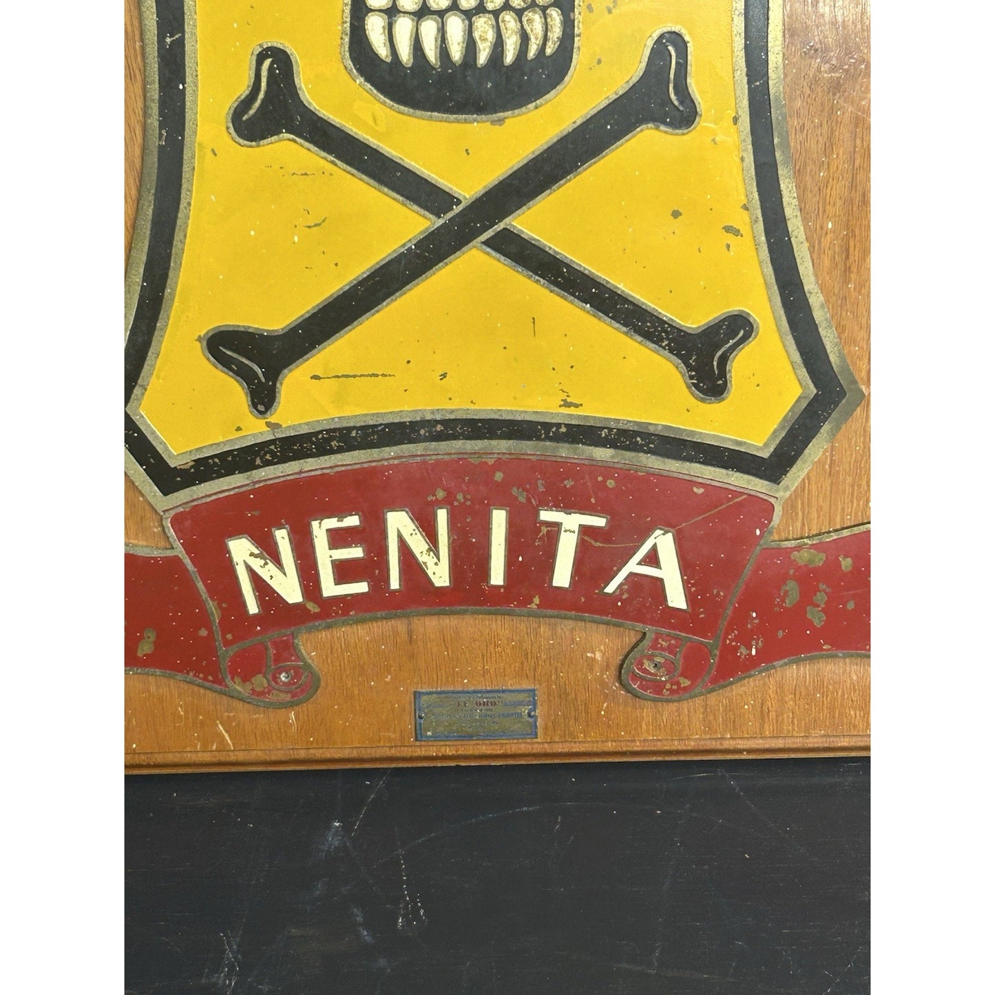 Vintage WWII NENITA EL ORO Military Plaque Philippines 1940s Wood Metal Engraved