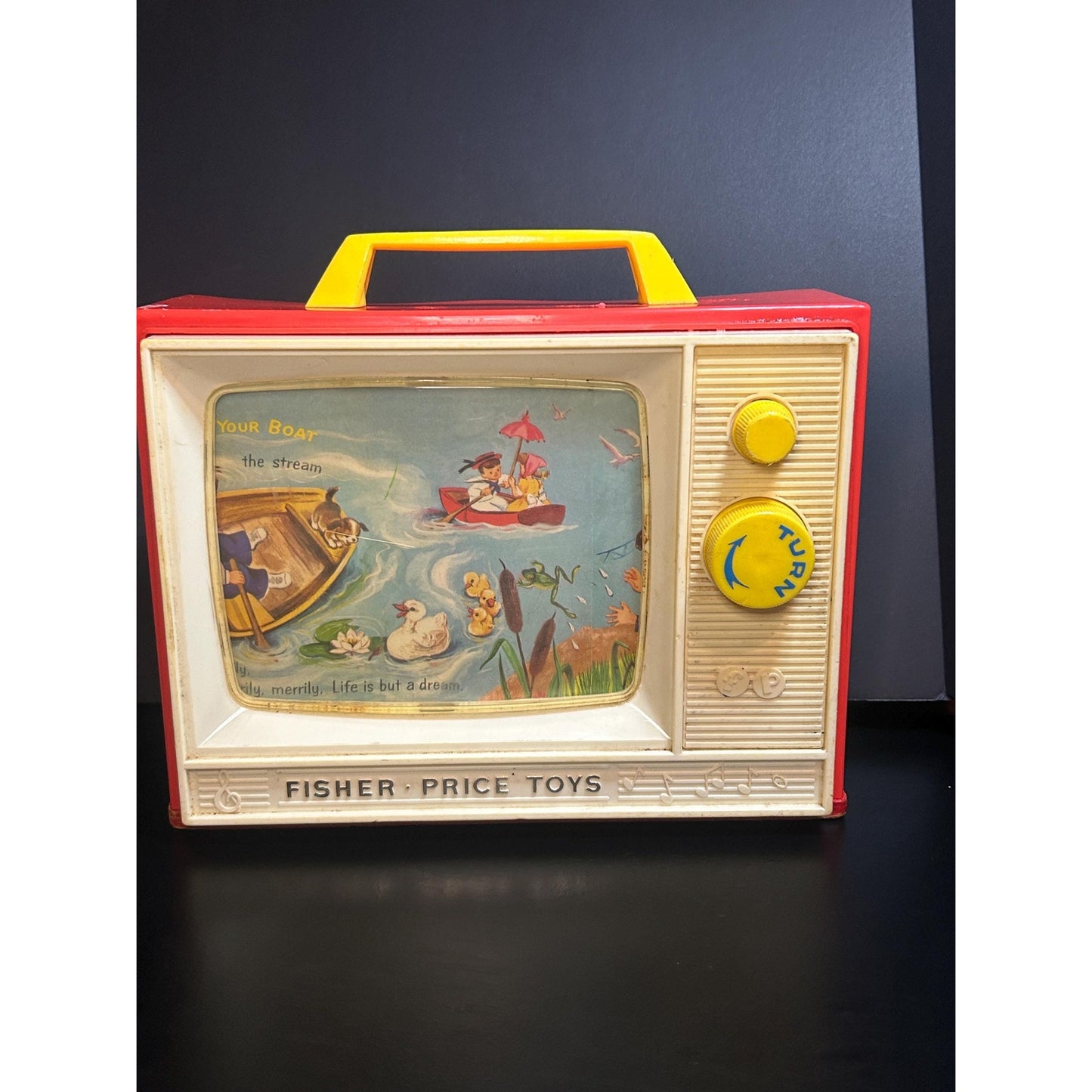 Vintage Fisher-Price Two Tune Music Box TV #114 – London Bridge & Row Row Row Your Boat – Working