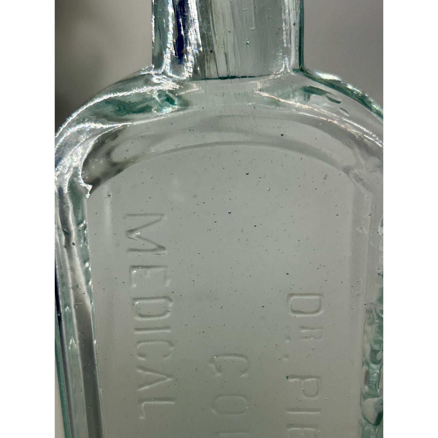 Antique Dr Pierce Golden Medical Discovery Applied Top Aqua Hand Blown Patent Medicine Bottle Buffalo NY 1880s Seed Bubbles