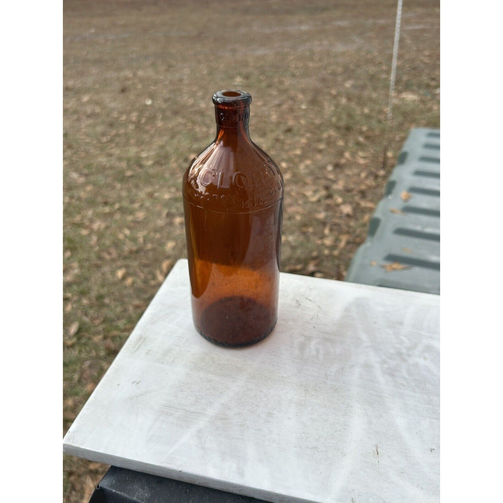Vintage 1929 Clorox bottle first year made top view